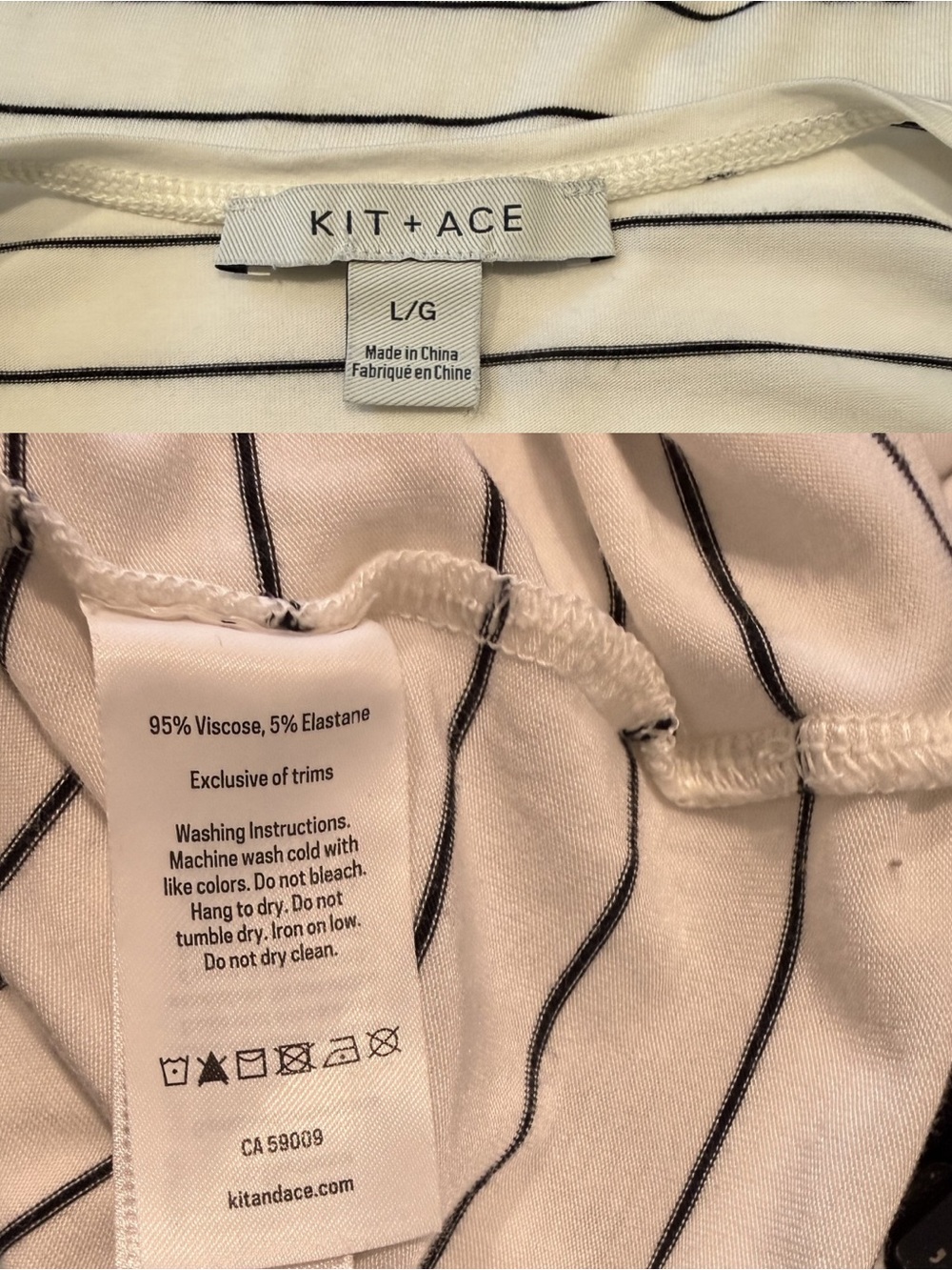 KIT AND ACE White Black Stripe Swing Tank Top Large - Picture 6 of 6